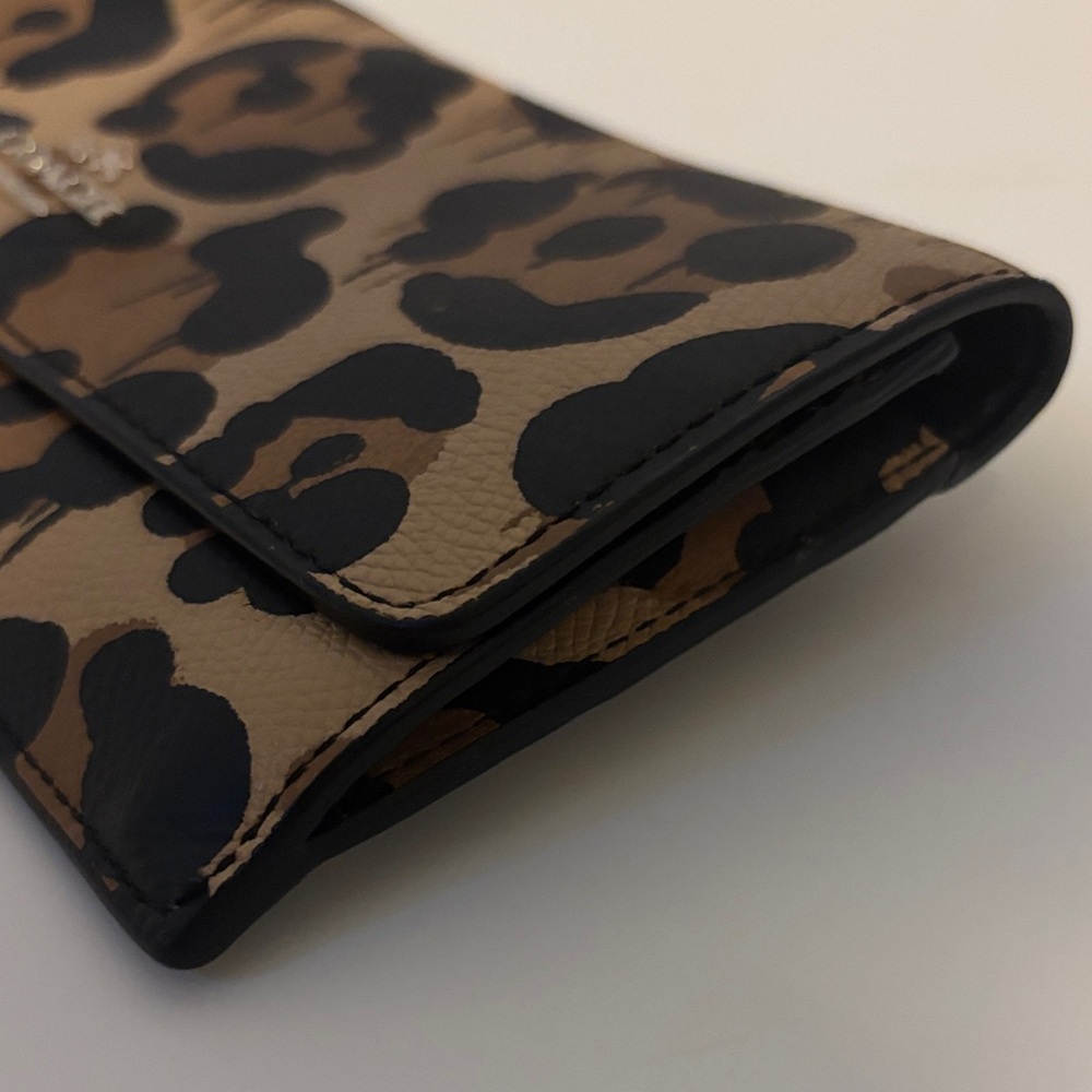 Coach Leopard-Print Continental Wallet in Tan and Black - Picture 5 of 11